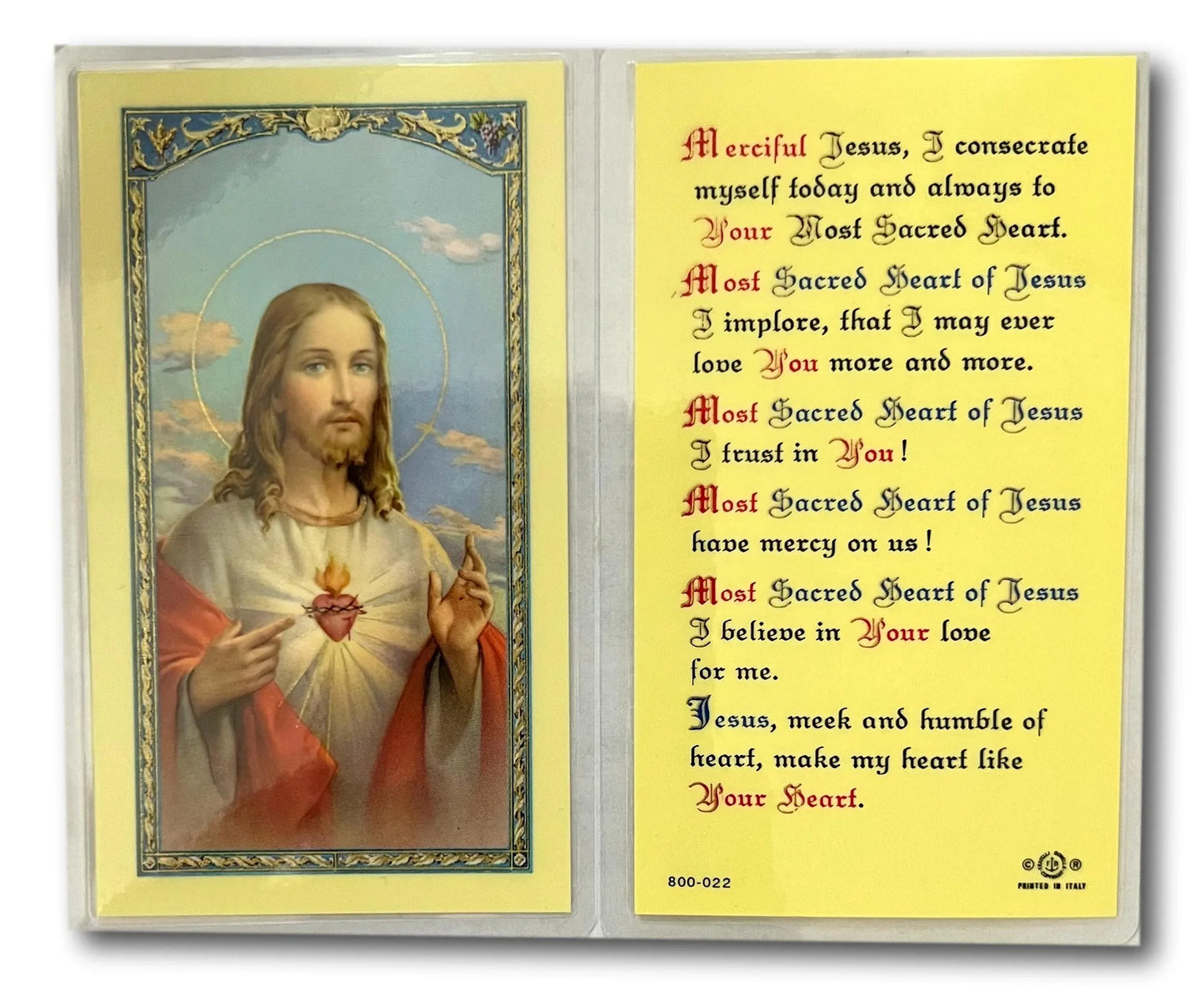 Sacred Heart of Jesus – Laminated Prayer Card | Divine Mercy Symbol Catholic Keepsake - Ysleta Mission Gift Shop