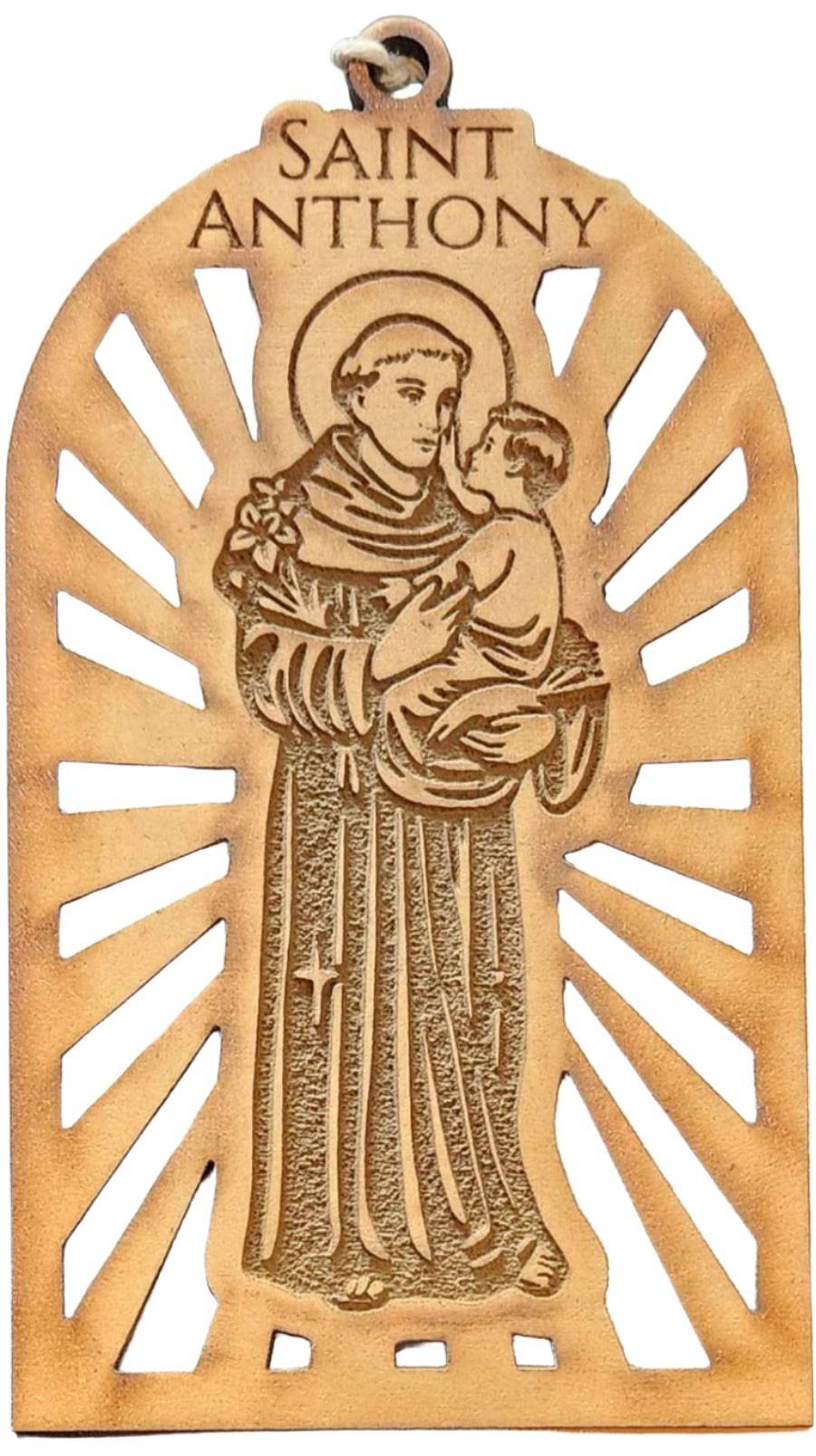 Saint Anthony Ornament – Laser Cut Natural Wood, Paintable, 3x5 Inches