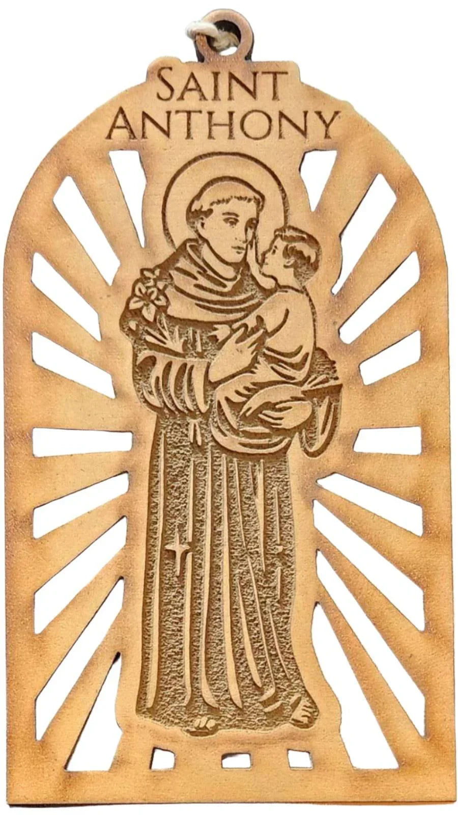 Saint Anthony Ornament – Laser Cut Natural Wood, Paintable, 3x5 Inches - Ysleta Mission Gift Shop