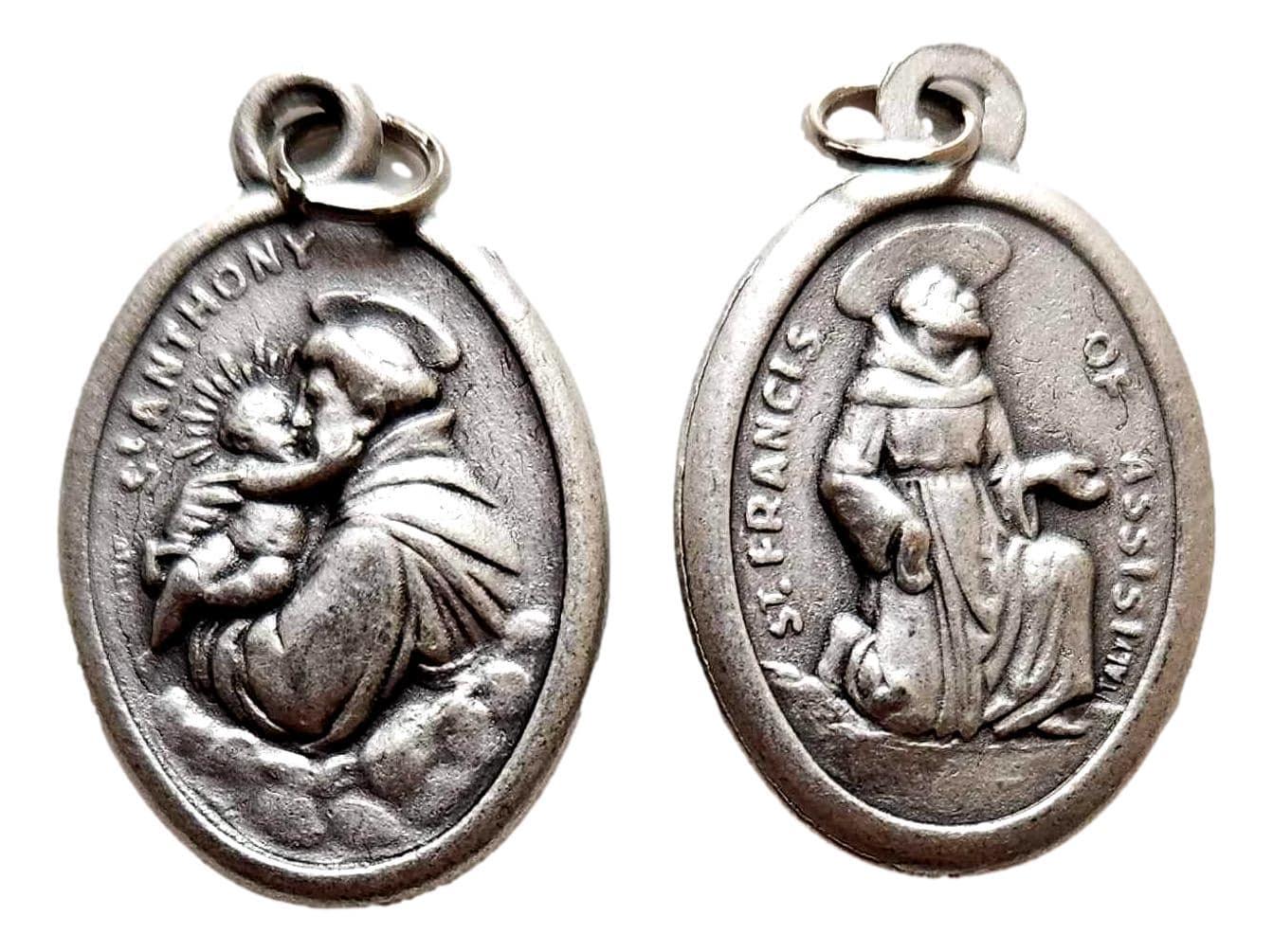 Saint Medal Saint Anthony Saint Francis Double-Sided Alloy Metal 0.75" - Ysleta Mission Gift Shop