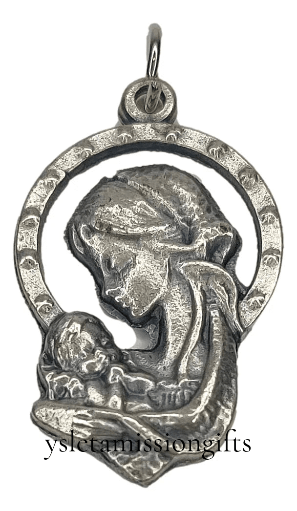 Saint Medals Madonna And Child Rosary Part Alloy Metal - Ysleta Mission Gift Shop