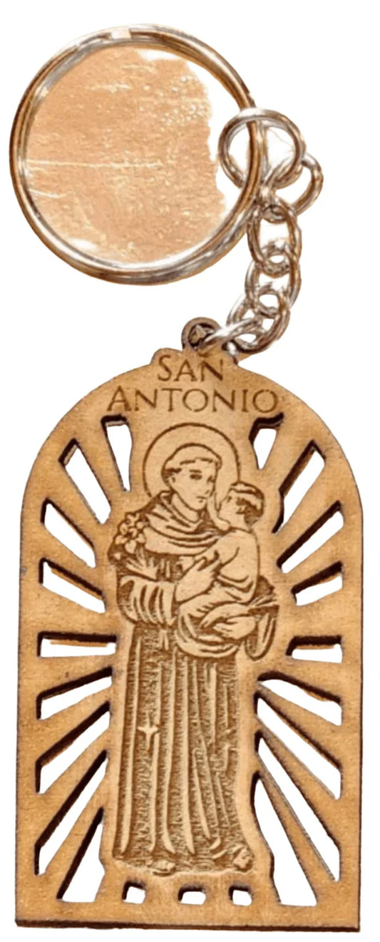 San Antonio Keychain – Laser Cut Natural Wood, Paintable, 2.5x1.5 Inches - Ysleta Mission Gift Shop