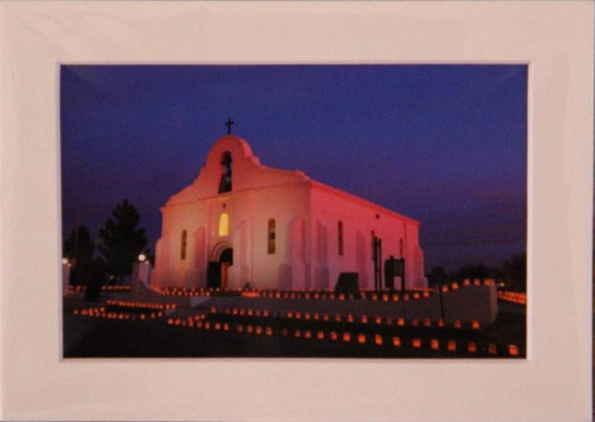 San Elizario Chapel Photo Print – Blue Sky, Matted 4x6 - Ysleta Mission Gift Shop