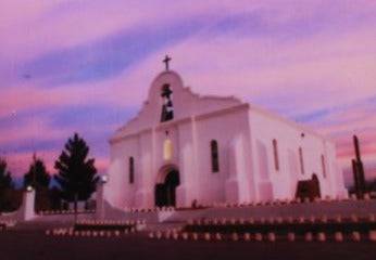 San Elizario Chapel Pink Sky Magnet – 2.5 x 3.5 inches - Ysleta Mission Gift Shop