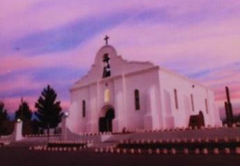 Magnet San Elizario Chapel Pink Sky – 2.5" x 3.5" - Ysleta Mission Gift Shop