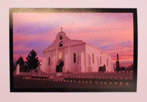 San Elizario Chapel Pink Sky Note Card – Heavyweight White Blank Card with Envelope 5" x 7" - Ysleta Mission Gift Shop