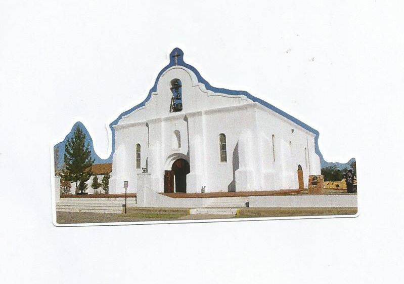 San Elizario Chapel Sticker – Die-Cut Vinyl, Glossy Removable 1.75 x 3 inches - Ysleta Mission Gift Shop