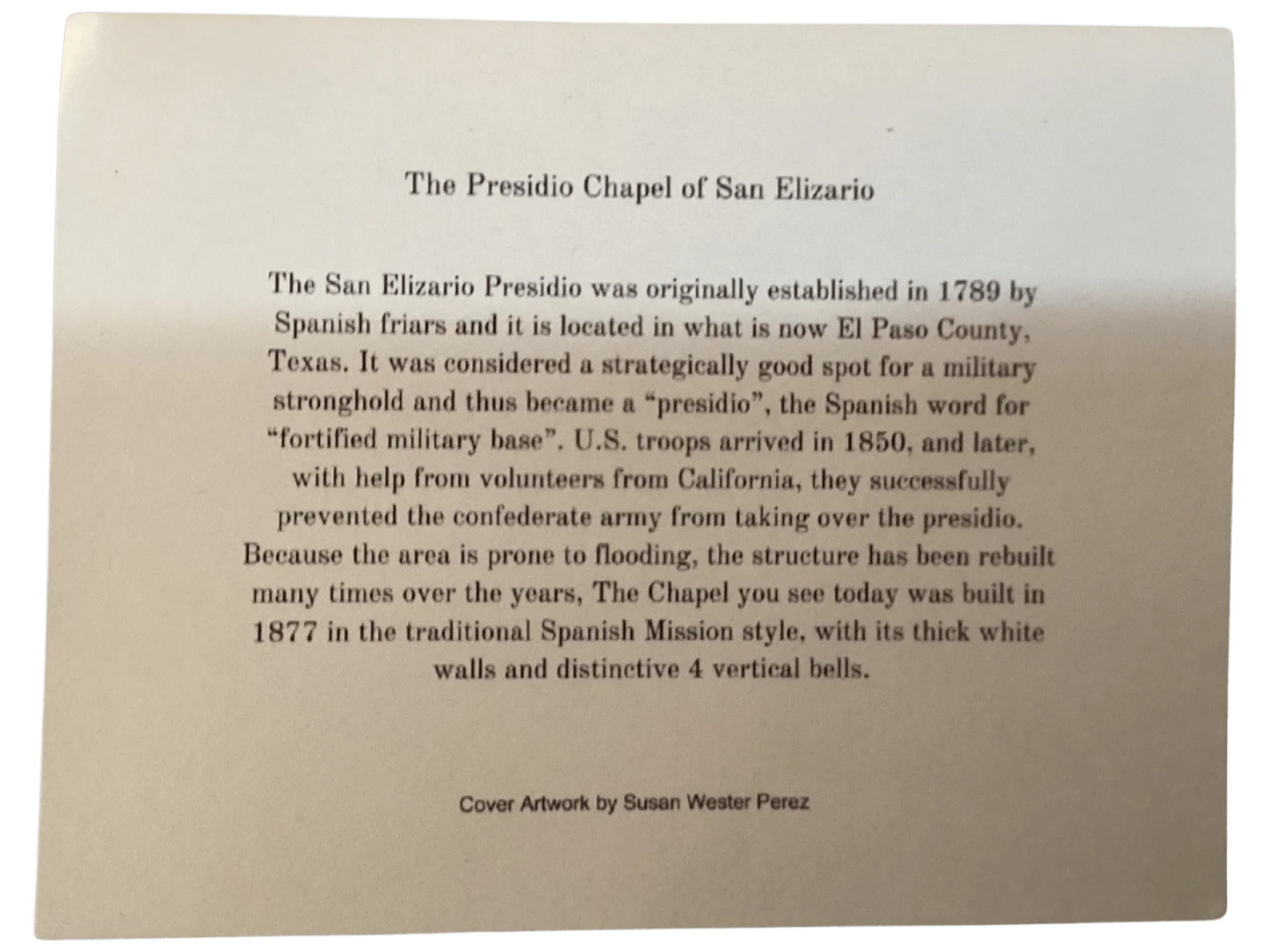 "San Elizario Presidio Chapel" 4x6 Note Cards on Linen Paper - Frameable Historical Artwork - Ysleta Mission Gift Shop