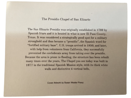 "San Elizario Presidio Chapel" 4x6 Note Cards on Linen Paper - Frameable Historical Artwork - Ysleta Mission Gift Shop