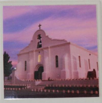 San Elizario Presidio Pink Coaster – Ceramic with Cork Backing 4x4 inches - Ysleta Mission Gift Shop