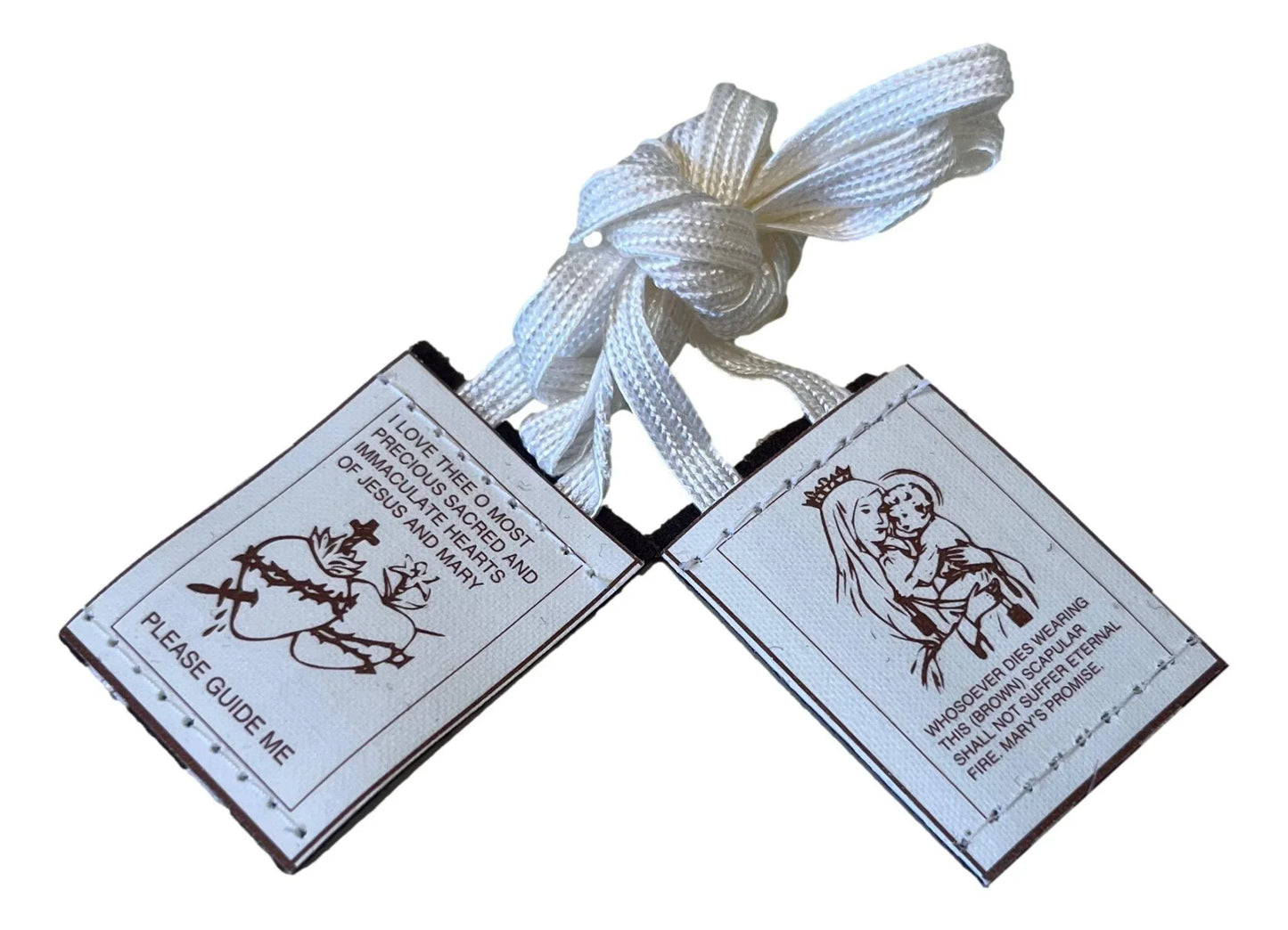 Scapular Mt. Carmel White Cord - Ysleta Mission Gift Shop