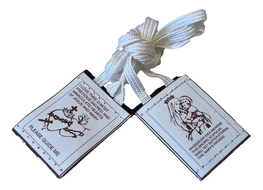 Scapular Mt. Carmel White Cord - Ysleta Mission Gift Shop