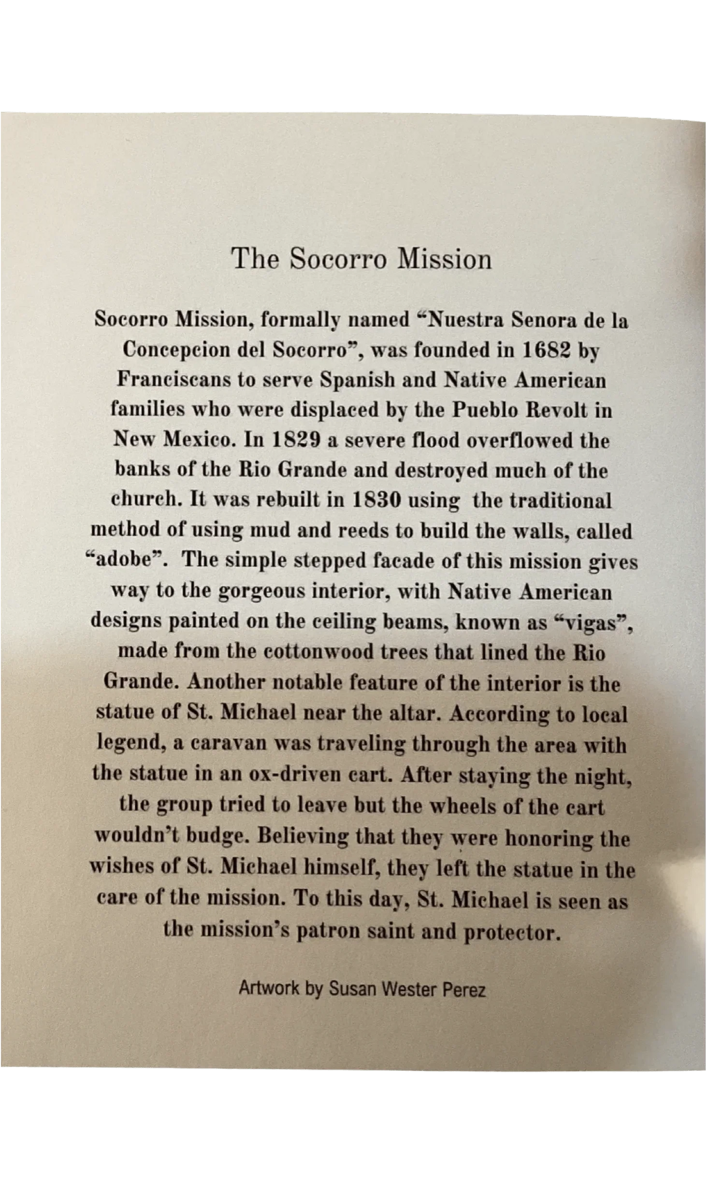 "Socorro Mission" Note Card on Linen Paper - 4x6 Frameable Historical Image - Ysleta Mission Gift Shop