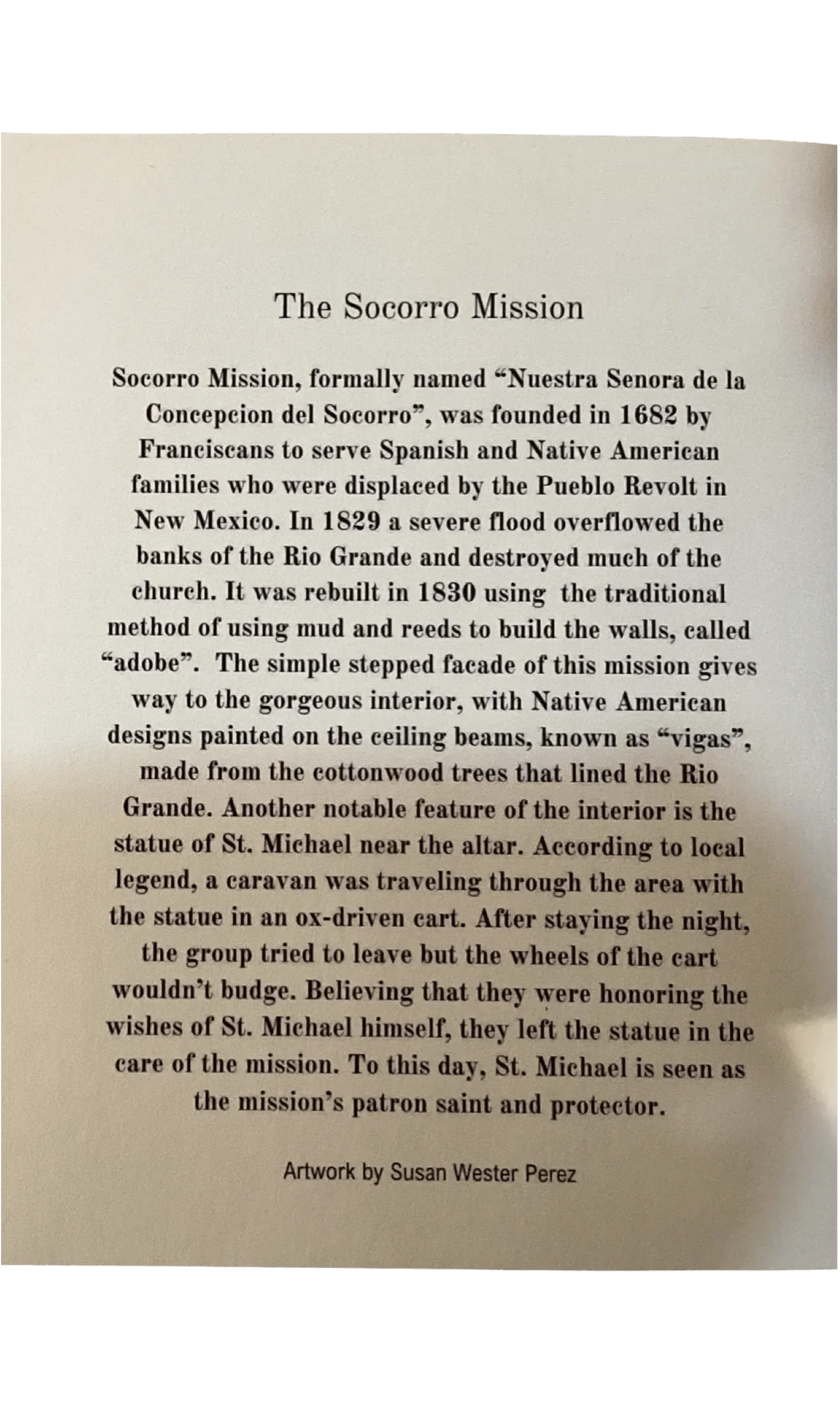 "Socorro Mission" Note Card on Linen Paper - 4x6 Frameable Historical Image - Ysleta Mission Gift Shop