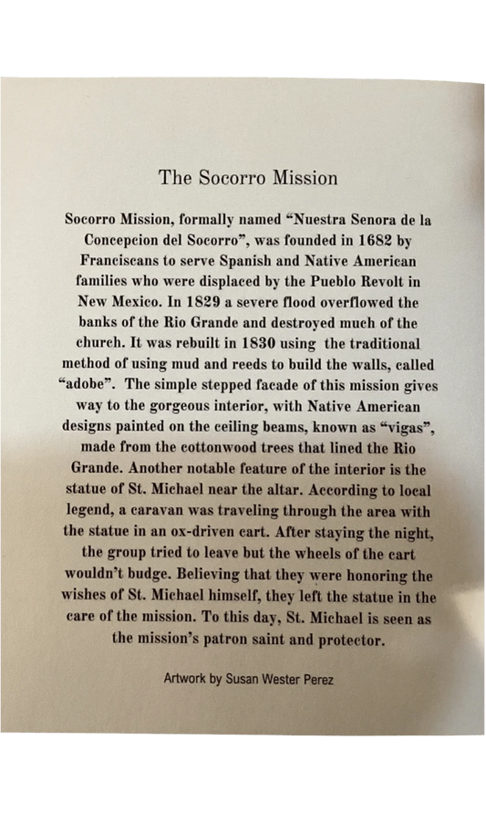 "Socorro Mission" Note Card on Linen Paper - 4x6 Frameable Historical Image - Ysleta Mission Gift Shop