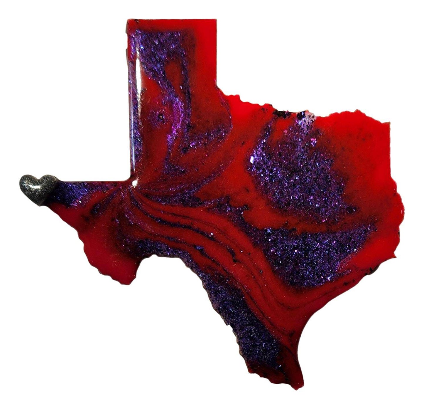 Souvenir Magnet Texas Shaped Resin Gems Heart Over El Paso Texas Wood Backing 4x4 - Ysleta Mission Gift Shop