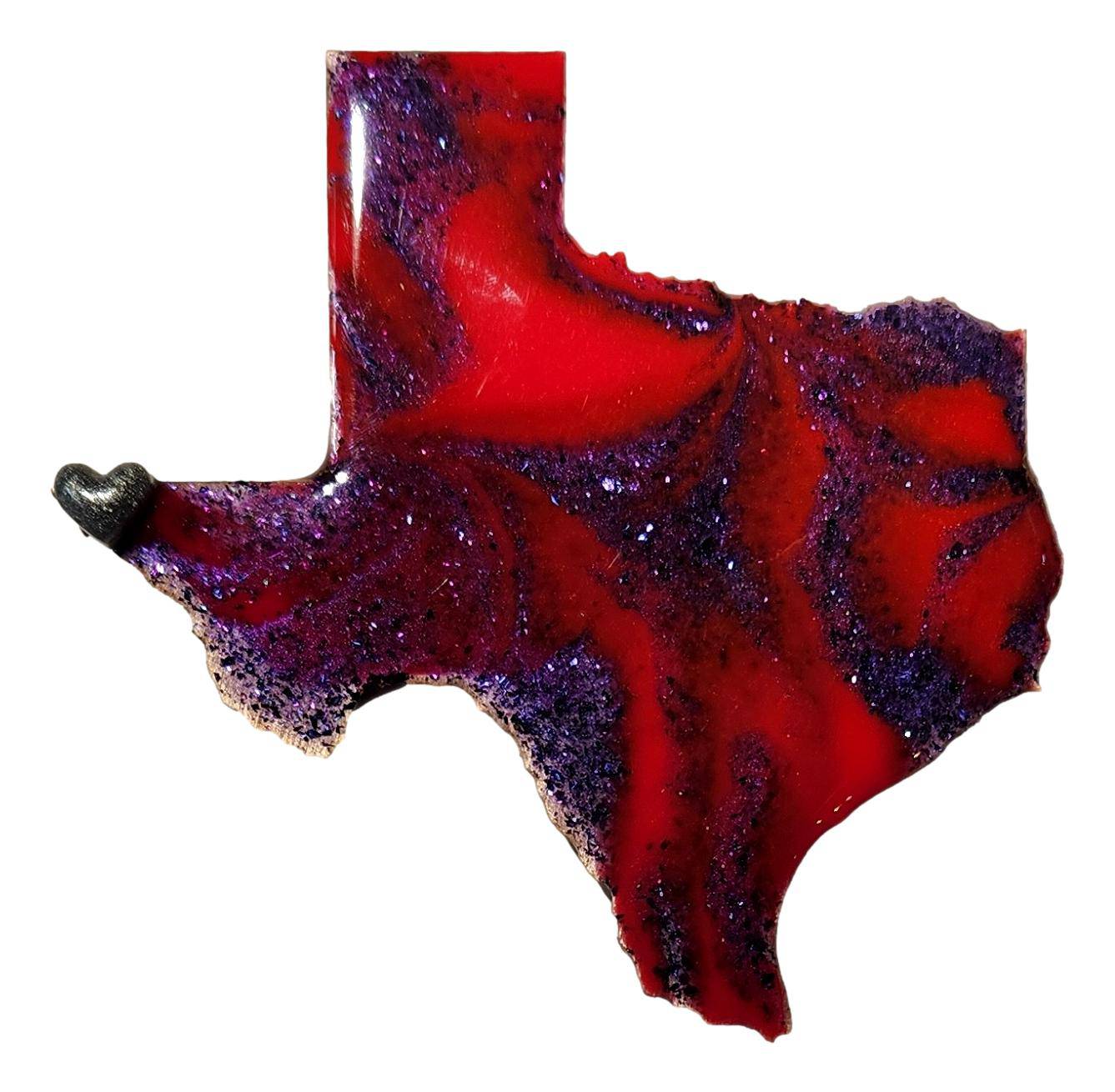 Souvenir Magnet Texas Shaped Resin Gems Heart Over El Paso Texas Wood Backing 4x4 - Ysleta Mission Gift Shop