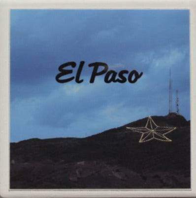 Star On The Mountain Blue Sky Coaster – Ceramic with Cork Backing 4x4 inches - Ysleta Mission Gift Shop