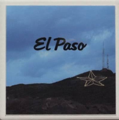 Star On The Mountain Blue Sky Coaster – Ceramic with Cork Backing 4" x 4" - Ysleta Mission Gift Shop