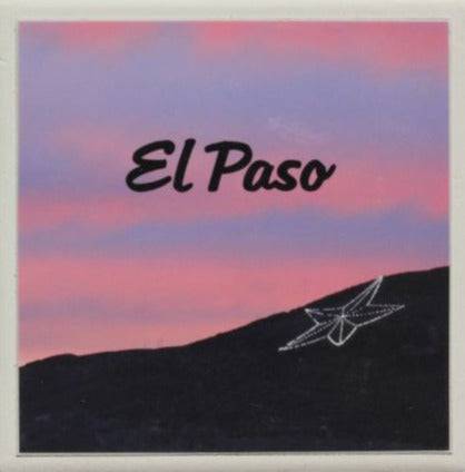 Star On The Mountain Pink Sky Coaster – Ceramic with Cork Backing 4x4 inches - Ysleta Mission Gift Shop