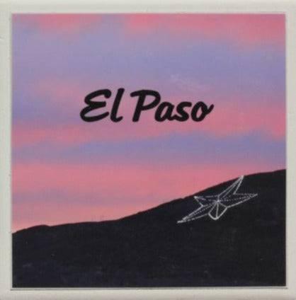 Star On The Mountain Pink Sky Coaster – Ceramic with Cork Backing 4" x 4" - Ysleta Mission Gift Shop