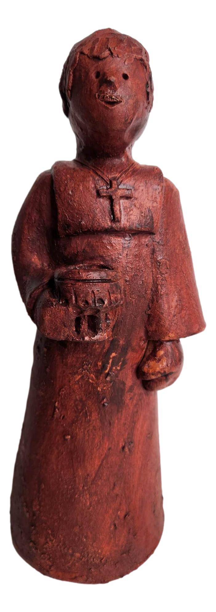 Statue Friar Red Clay - Ysleta Mission Gift Shop