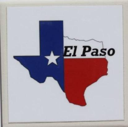 Texas Map El Paso Coaster – Ceramic with Cork Backing 4" x 4" - Ysleta Mission Gift Shop