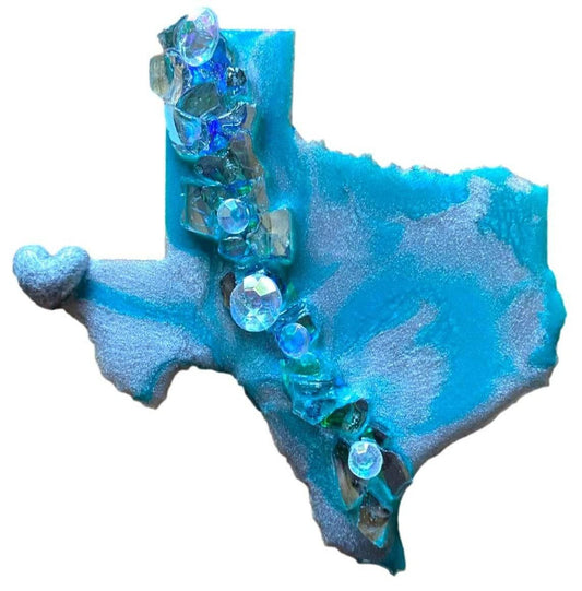 Turquoise Silver Resin Texas Magnet – Heart for El Paso 4.5x4 - Ysleta Mission Gift Shop