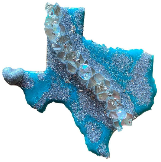 Turquoise Silver Resin Texas Magnet – Heart for El Paso 4.5x4 - Ysleta Mission Gift Shop