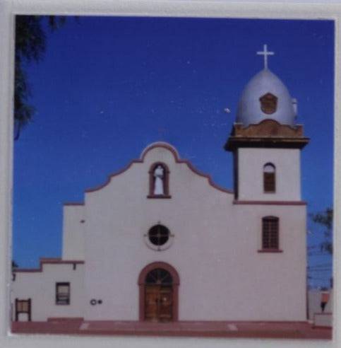 Ysleta Mission Coaster – Ceramic with Cork Backing 4x4 inches - Ysleta Mission Gift Shop