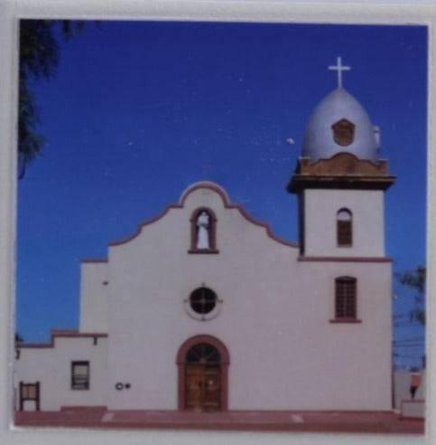 Ysleta Mission Coaster – Ceramic with Cork Backing 4" x 4" - Ysleta Mission Gift Shop