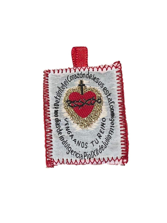 Scapular Detente El Corazon de Jesus Esta Conmigo Indulgencia Pio XII de Julio 1371 1.5 X 2" - Ysleta Mission Gift Shop