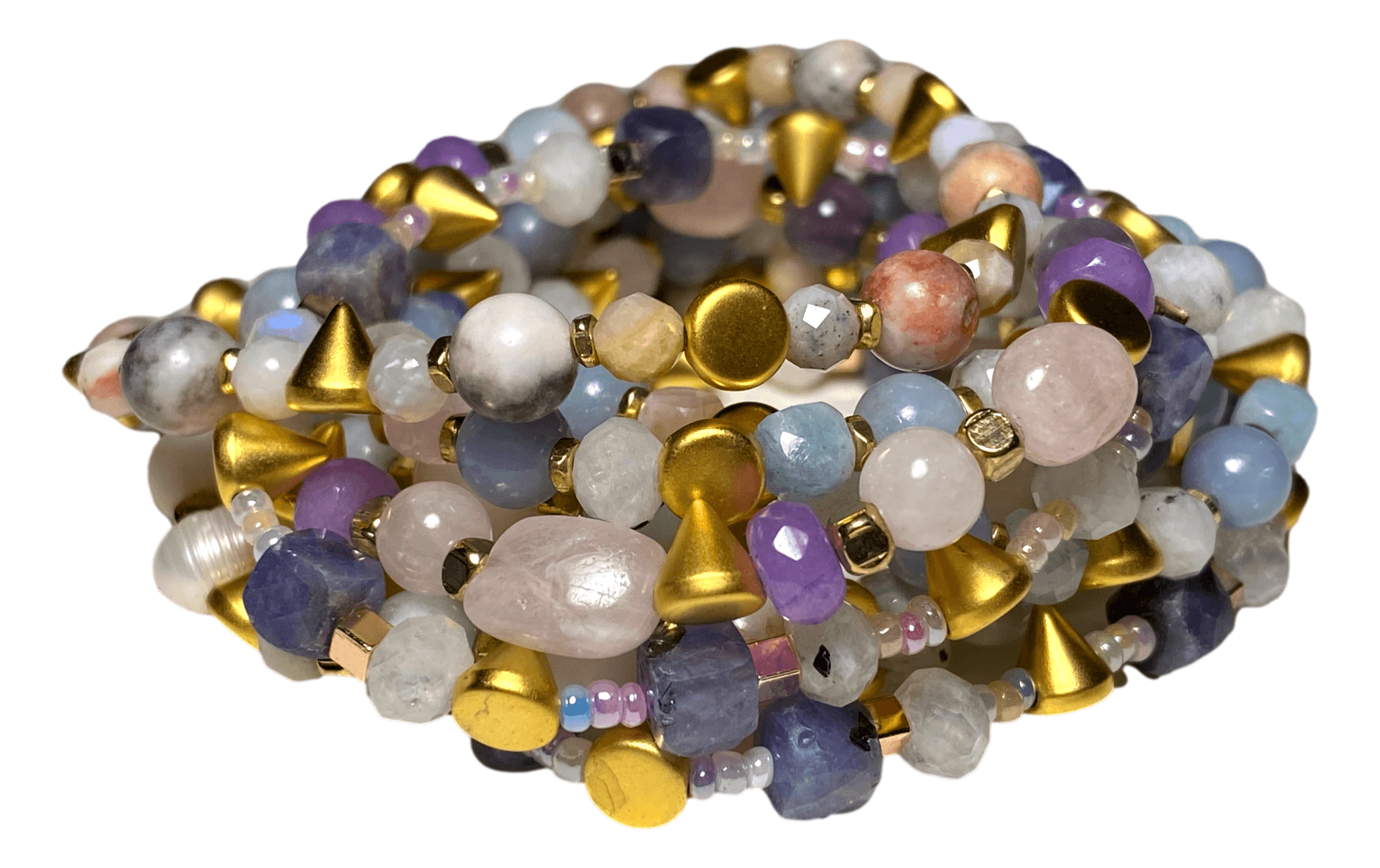 Bracelet Stretch Small Beads Heart Crown Accent Beads Semi-Precious Stones from Ysleta Mission Gift Shop A
