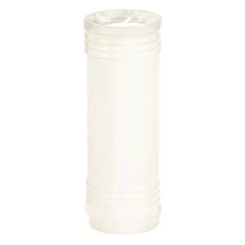Candle 7-Day Devotional Light Clear Beeswax Lightweight Flame-Resistant Disposable Plastic Container 7.9" (H) x 2.9" (D) Qty: 1 Candle - Ysleta Mission Gift Shop- VOTED El Paso's Best Gift Shop