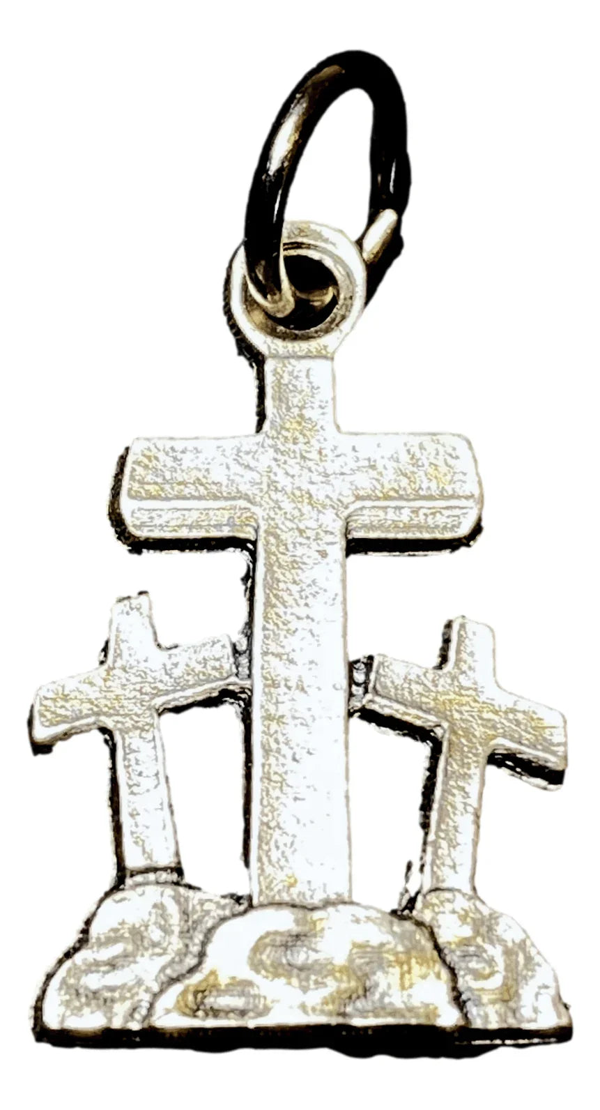 Three Crosses Charm Pendant in Durable Cavalry Metal Alloy | Faith-Inspired Jewelry - Ysleta Mission Gift Shop
