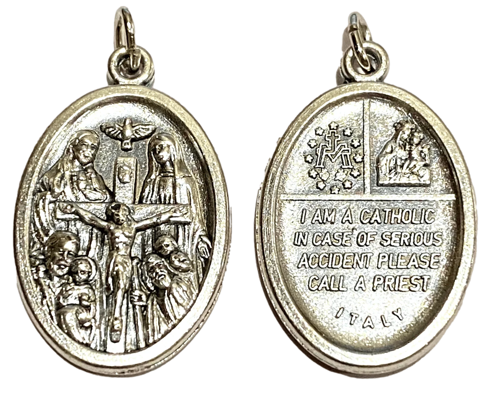 Saint Medal Four-Way Crucifix I Am a Catholic Cala Priest - Ysleta Mission Gift Shop