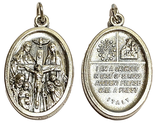 Saint Medal Four-Way Crucifix I Am a Catholic Cala Priest - Ysleta Mission Gift Shop