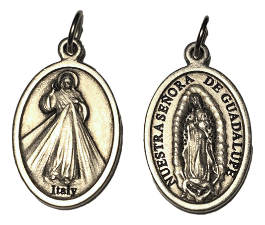 Saint Medal Oval Our Lady of Guadalupe Divine Mercy W - Ysleta Mission Gift Shop