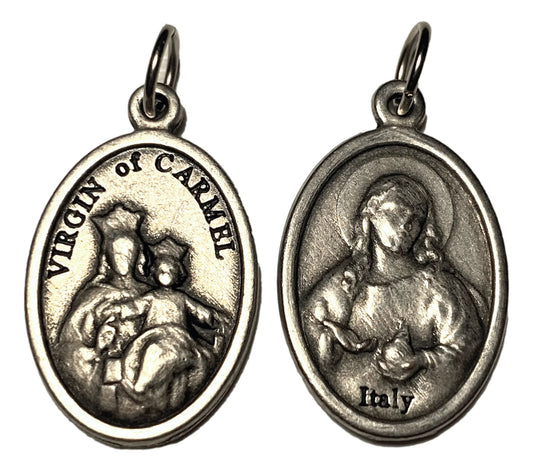 Saint Medal Oval Sacred Heart Virgin of Carme W - Ysleta Mission Gift Shop