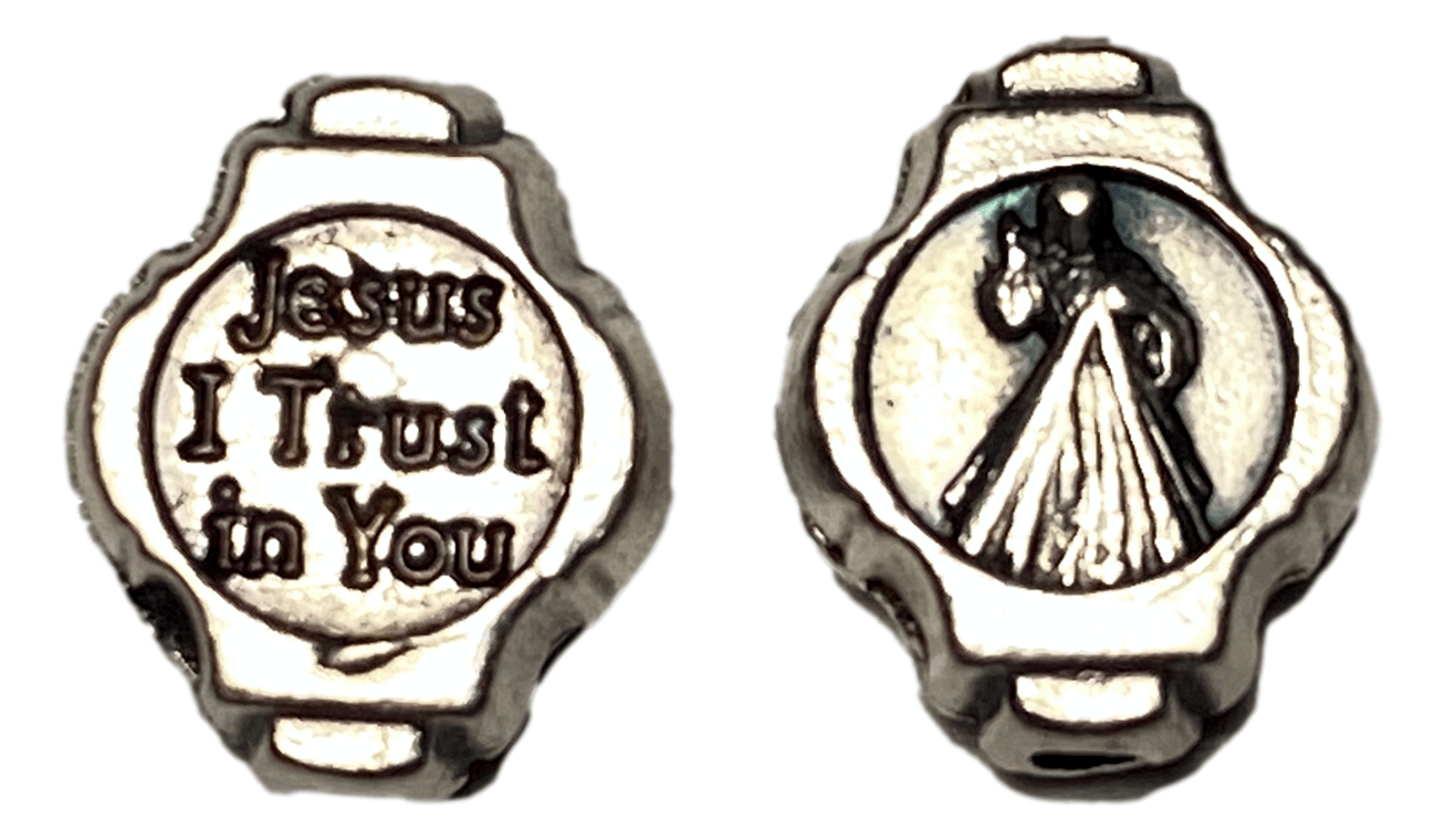 Medal Saint Benedict Our Father Beads Italian Double-Sided Silver Tone Bead 3/8 L inches - Ysleta Mission Gift Shop- VOTED El Paso's Best Gift Shop