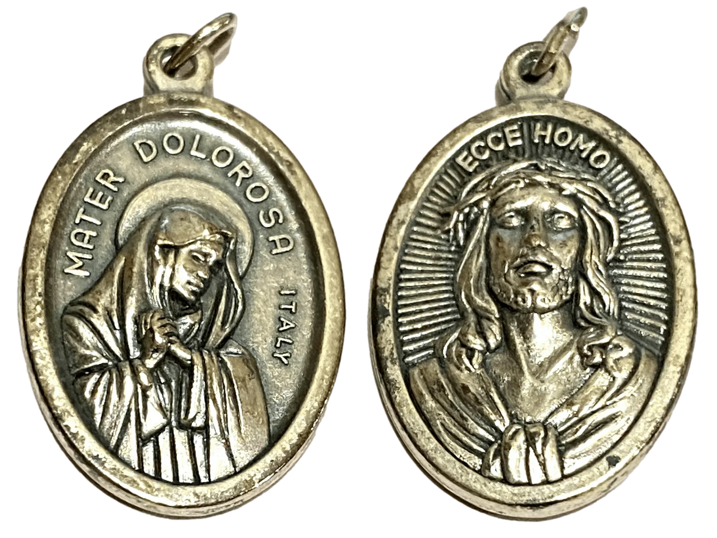 Saints Medal Sorrowful Mother Mater Dolorosa Behold the Man Ecce Homo - Ysleta Mission Gift Shop