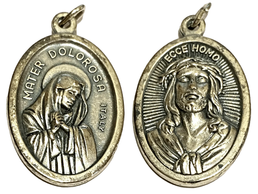 Saints Medal Sorrowful Mother Mater Dolorosa Behold the Man Ecce Homo - Ysleta Mission Gift Shop