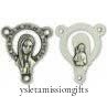 Our Lady rosary centerpiece featuring detailed silver-toned Virgin Mary and Jesus design