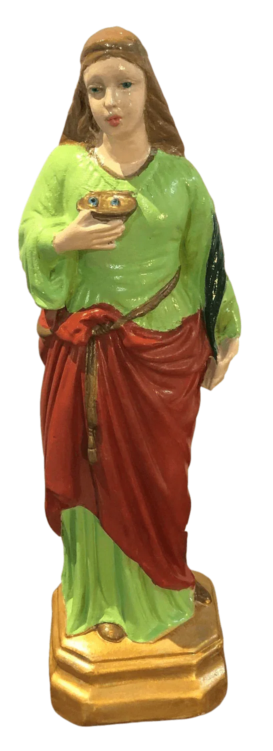Statue Saint Lucia Lucy Italian Chalkware Restored - Ysleta Mission Gift Shop