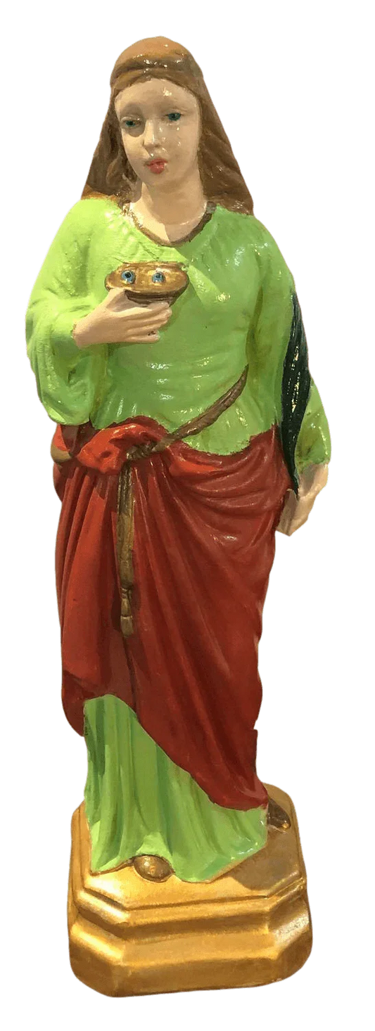 Statue Saint Lucia Lucy Italian Chalkware Restored - Ysleta Mission Gift Shop