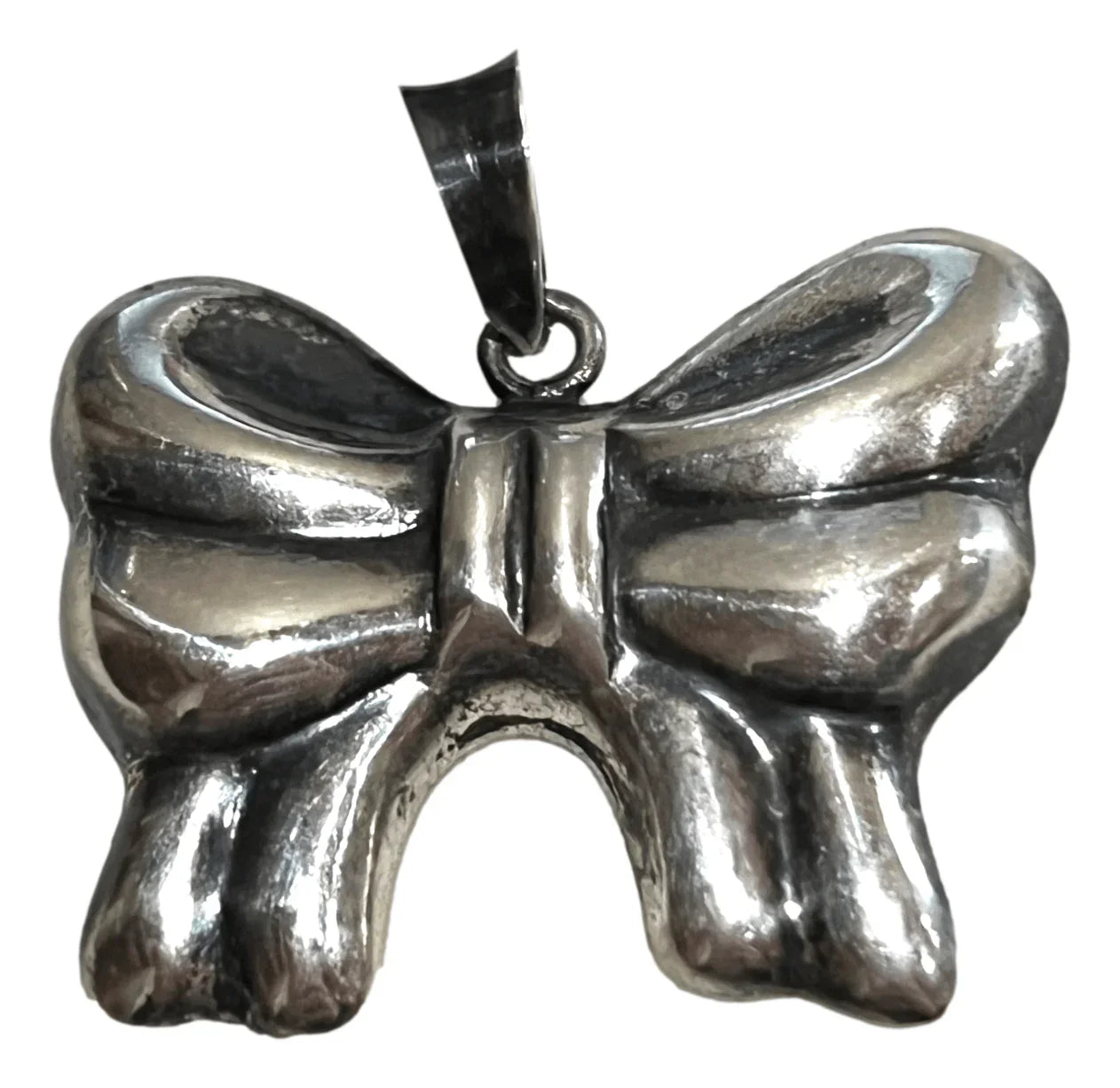 Pendant Bow Sterling Silver Stamped - Ysleta Mission Gift Shop
