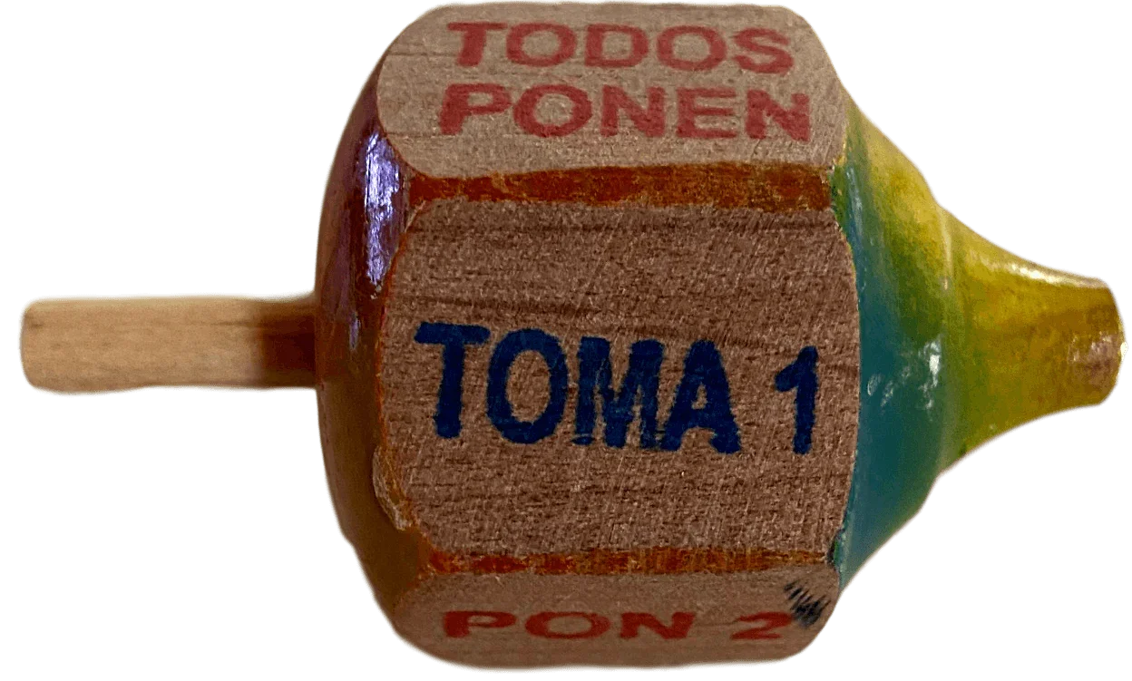 Toy Toma Todo Spinning Top Wood Traditional Mexican Game - Ysleta Mission Gift Shop