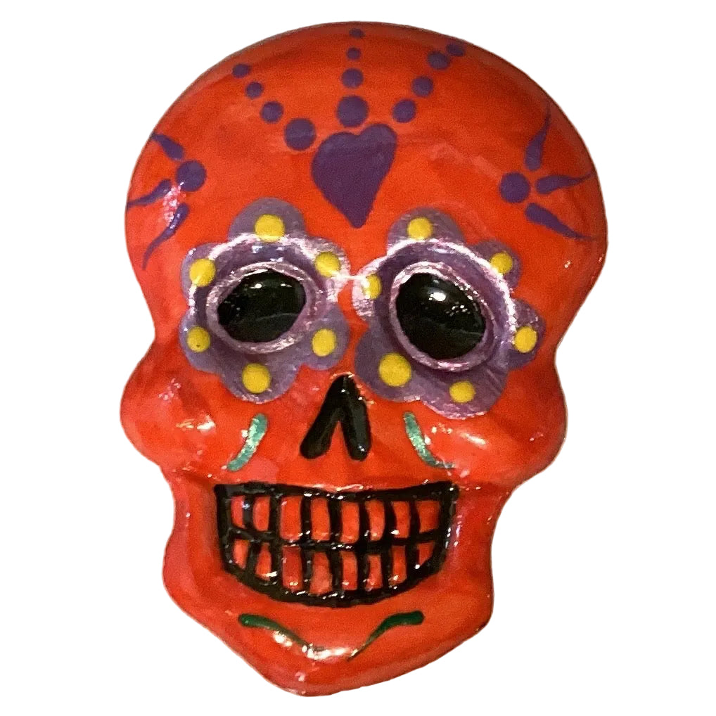 Decorative 4-inch calavera magnet from Ysleta Mission Gift Shop, designed for refrigerator decoration and home accents.