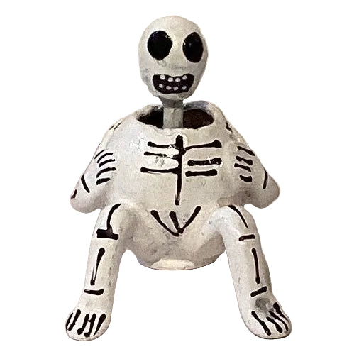 Ysleta Mission Gift Shop skeleton wobble head figurine for home decor, featuring a detailed skeleton design with a playful stance.