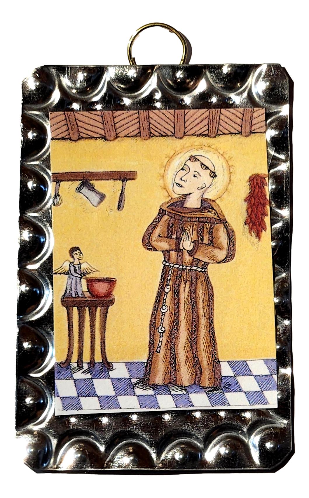 Mini Retablo Patron Saint | Handcrafted Spanish Colonial Tinwork | 3x2 Made in New Mexico - Ysleta Mission Gift Shop